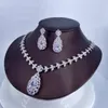 Ensemble collier et boucles d'oreilles en Zircon, collier et boucles d'oreilles de luxe rétro en cristal, goutte d'eau, bijoux pour robe de soirée de mariage de la mariée, 2024