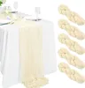 Wholesale 6pcs Gauze Table Runner Wedding Sage SemiSheer Vintage Cheesecloth Dining Party Christmas Banquets Arches Cake Decor 240325