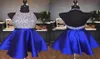 2020 Модные королевские синие блестящие платья для встречи выпускников с открытой спиной и бисером с кристаллами Короткие вечерние платья для выпускного вечера на заказ7175748