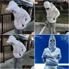 Mens Hoodies Sweatshirts Fashion Skeleton Rhinestones White Zip Up Hoodie Men Kvinnor Y2K kläder Långärm Hip Hop Drop Delivery App Otljs