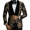 Disponibile Blazer da sposa floreale per uomo Giacca da abito slim fit con scialle Veet Risvolto Smoking da sposo africano Fi 2024 r16W #