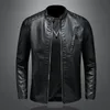 2023 homens jaqueta de couro gola fina jaqueta de couro do plutônio outono fi homens motocicleta causal casaco masculino moto biker casaco c18u #