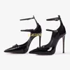 Dress Shoes Patent Leather Buckle Fastening Strappy Pumps Pointed Toe Pink Elegant With Stiletto Heels Black Leopard Women High Heel