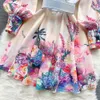 Basic Casual Dresses Spring Summer Runway Designer Flower Linen Dress Women Ruffles Lantern Sleeve Single Breasted Short Vestidos 2023 Otcmi