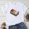 Men's T Shirts Ladies Casual Basis Summer Lovely Sushi Print T-shirt O-collar White Shirt Short Sleeve Drop Ship