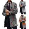 Autunno Inverno Uomo Trench Coat Plaid Stampa Cardigan allentato Plus Size Antivento Formale Busin Mid Lunghezza Lg Jacket B9rT #