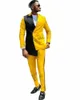 بدلة سوداء رسمية أصفر الرجال رفيع النحافة 2022 تصميم مزدوج الصدر مخصص صنع 2 قطع بدلة الزفاف للرجال العريس بدلات Tuxedos C0VH#