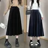 Skirts High Waist Long Skirt Aesthetic Golden Velvet Vintage Pleated Korean Fashion Wide Loose Warm Cotton Clothes C118