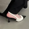 SURET BUTS KOBIET LETNE Niskie obcasy Slingbacki dla mody spiczaste smukłe sztandarki z tyłu sandały z tyłu palców