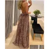 Grundläggande casual klänningar 2021 Summer Womens klänning Bodycon Fashion Ladies Elegant High midja Long Evening Party Backless Sundress Drop D Dhry3