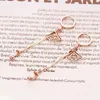 Boucles d'oreilles pendantes en or violet 585, goutte festonnée scintillante pour femmes, plaqué Rose 14K, longue boucle d'oreille à franges, bijoux de mariage