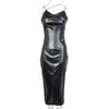 PU skóra seksowna damska sukienka damska nowa w dekolcie Slim Fit Slit Slit Link długość 873261