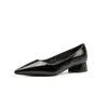 Shoes 2024 647 Dress Elegant Low Heel Pointed Toe Pumps for Women Patent Leather Comfortable Casual Ladies 5 Comtable