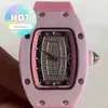 Reloj de pulsera RM de lujo de diseñador, Rm07-01 de ocio de negocios, reloj mecánico completamente automático, cinta de caja de cerámica en polvo para mujer