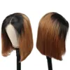 1b/30 Brown Color 13x4 Lace Frontal Bob Wig Straight Ombre Brown Human Hair Wigs 1B/99J Burgundy Ombre Straight Short Bob Wigs