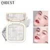 Qi Shimmer Highlighter Powder Palette Face Contouring Makeup Highlight Bronzer Brighten Skin 4 Colors 240327