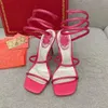 high heel sandals dress shoes crystal decorative rhinestone rene caovilla cleo 95mm designer ankle wraparound women's flower rhinestone with bag casual shoes