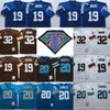 1994 Maglia da calcio retrò 20 Barry Sanders 32 Jim Brown 19 Bernie Kosar 1964 1986 Vintage 19 Johnny Unitas Bianco Blu All Stitched 75th Anniversary Uniform Man