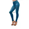 Gros-pantalon skinny de haute qualité legging femme bleu noir gris imitation jean femme jegging chaud avec 2 vraies poches pantalon crayon