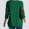 Kvinnor Autumn Winter Casual Long Sleeve V-Neck Sticked Draw String T-Shirt för Festival Christmas Plus Size 2 Piece Klädtoppar 240315