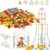 New STEM Construction 100Pc Creative Straw Indoor Outdoor Plastic Building Blocks Montessori Educational Toys For Children