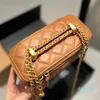 Designer Klassieke Gewatteerde Mini Box Keten Zakken Beroemde Merk Verstelbare Schouderriem Crossbody Tas Lederen Dames Cosmetische Tas Portemonnee