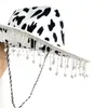 Basker mejeri-cow tryck Tassel cowboy hatt en storlek kvinnor cowgirl hattar unisex fest kostym topp panama nattklubb