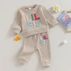 Ensembles de vêtements Yassiglia Soeur Correspondant Tenues Bébé Filles 2 Pièces Tenue Big Little Manches Longues Lettre Imprimer Sweat Pantalon Ensemble