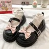 Zapatos lolita con lazos, zapatos kawaii mary jane para mujer, estilo japonés, zapatos de plataforma de tacón alto Vintage para niñas, zapatos JK para estudiantes universitarios 240313