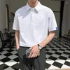 Männer Casual Hemden 2024 Sommer Einfarbig Top Koreanische Version Taste Polo Shirt Mode Lose Revers Tragen