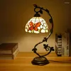 مصابيح طاولة Aosong Tiffany Lamp American Retro غرفة المعيشة غرفة نوم فاخرة فيلا