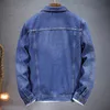 Giacca di jeans blu da uomo monopetto con risvolto giacche di jeans nero grigio Fi cappotto casual primavera e autunno maschile Cott Overcoa g4oc #