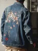 Vintage Tijger Zware Borduren Denim Jas Mannen Losse Multi Pocket Cargo Jas Hip Hop Casual Lente Herfst Jeans Bovenkleding d5lT #