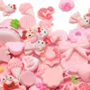 Decorative Flowers 50/100Pcs Assorted Pink Resin Charms Mixed Candy Sweets Animals Flatback Cabochon Beads For DIY Scrapbooking Phonecase