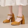 Robe chaussures talons épais blanc Mary Jane pour femmes bout carré noeud papillon bride à la cheville fête femme PU cuir plate-forme pompes hautes