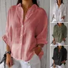 Chemisiers pour femmes, chemise à manches trois-quarts, revers élégant avec nœud papillon, chemisier élégant à simple boutonnage pour femmes, Chic, couleur unie