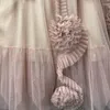 التنانير الفرنسية أنيقة فويل نساء عالية الخصر مرنة 3D الأزهار jupe tulle أنثى mujer faldas تنورة تنورة للسيدات الملابس