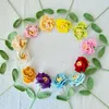 Decoratieve bloemen 2 stks doe-het-zelf gebreide roos artificia bloemen boeket zelfgemaakte bruiloft decor hand-crochet nep bloem wollig