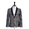 men's Dr Fantasy Sequins Fi Stage Performance Suit Host Singer Colorful Coat Only Blazer C0BV#