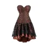 Vintage Corset Dress Overbust Bustier Top With Layered Mesh Kirt Clubwear Retro Costume 240313