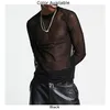 for Male For Man Mans Clothes Pullover Daily Clubwear Tops Lg Sleeve T-Shirts Mesh See-Through Muscle Sports g9N4#