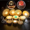 Figurki dekoracyjne 1PCS drewniany wyświetlacz LED Podstawa Luminous Light USB uchwyt lampy do kryształowej kulki szklana sztuka