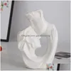 Vases Kissing Body Scpture Vase White Ceramic Human Head Flower Pot Couple Arrangement Container Character Decor Floral Drop Deliver Dhwe8