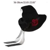 Berets Witch Hat Rose Big Bow Halloween Gifts Fun Fancy Dress Party Light Up Glitter Wide Brim Witches For Head Ornament