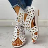 Casual Shoes Sandals Women 2024 Hollow Out Gladiator Open Toe Zipper Lace Up Low Heel Wedges For Woman