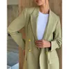 Formale Blazer Frauen Anzüge 1 Stück LG Jacke Greeen Einfarbig Zweireiher Spitze Revers Lose Beiläufige Abayas Luxus Kleidung a8bc #