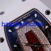 Знаменитые часы Richardmills Роскошные часы Rm07-01 Белый керамический корпус с вырезом циферблата и бриллиантовой красной губой Женские часы Автоматические механические FNJI