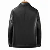 2024 Spring and Autumn Men's Genuine Leather Polo Mock Neck Jacket Fi Slim Sheepskin Coat Black Grey Husband Gift Youth 31Bv#