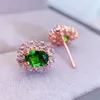 Stud Earrings Natural Real Green Diopside Earring Luxury Small Style 0.55ct 2pcs Gemstone 925 Sterling Silver Fine Jewelry L243204