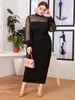 Elegant and Perrty Womens Long Dresses with Sleeves Black Party Commuting Plus Size Summer 2023 240312